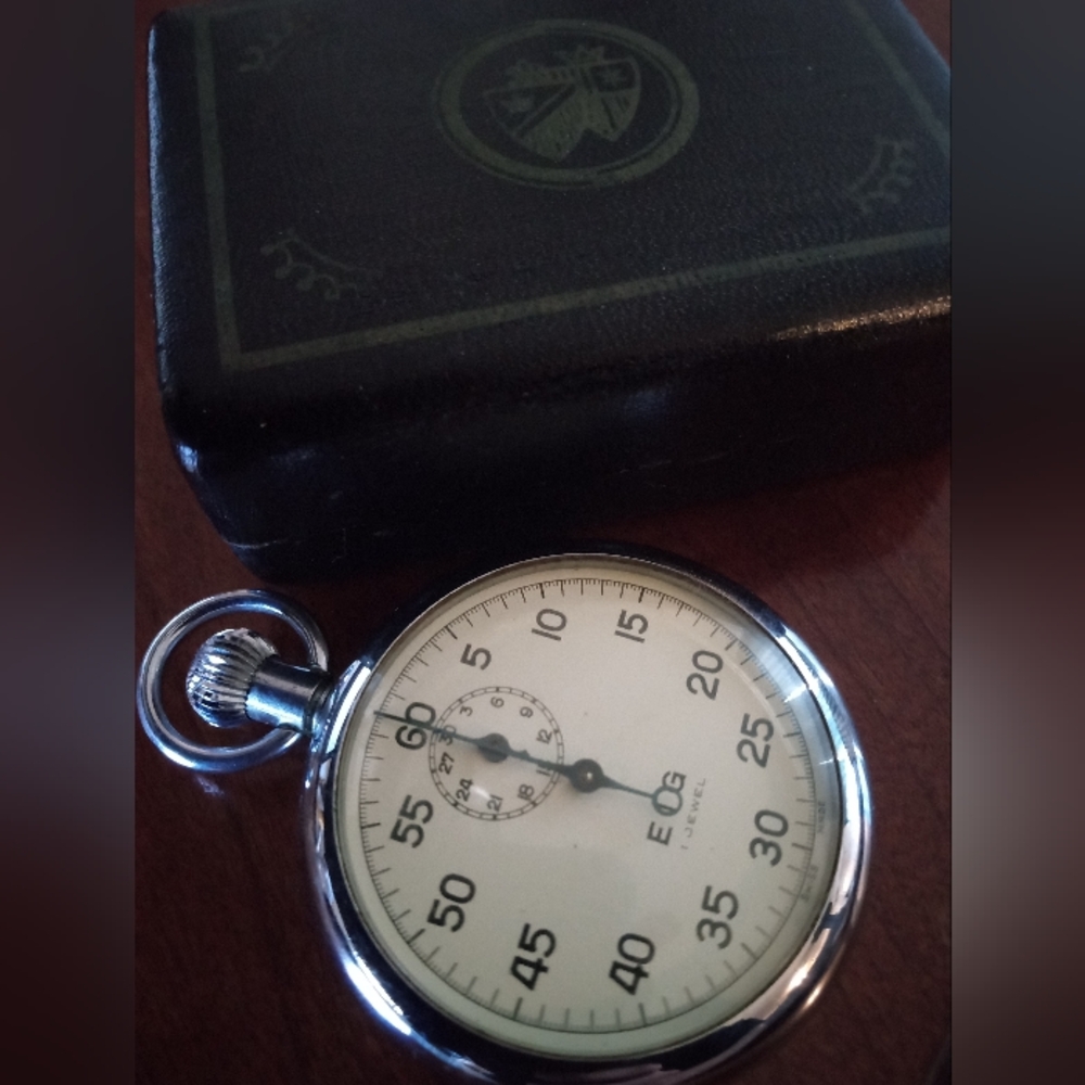 Rare Swiss made stopwatch EIG 1 jewel watch antique